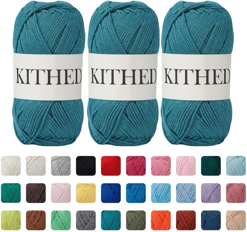 KITHED Cotton Yarn，10.5oz，526yard，3 Pack ，Soft Yarn for Crocheting and Knitting (37 Jade) - Image 1